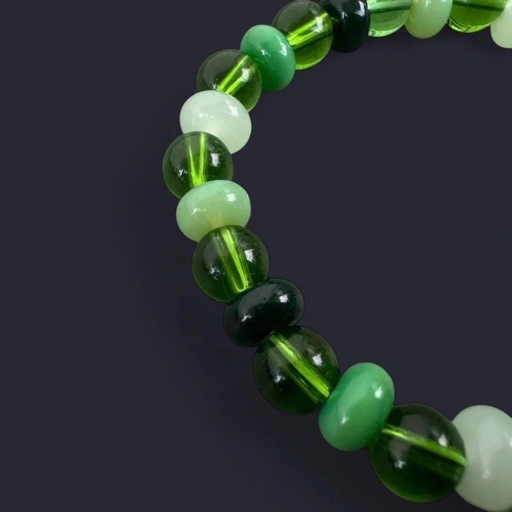 Shades of Green Glass Bead Bracelet